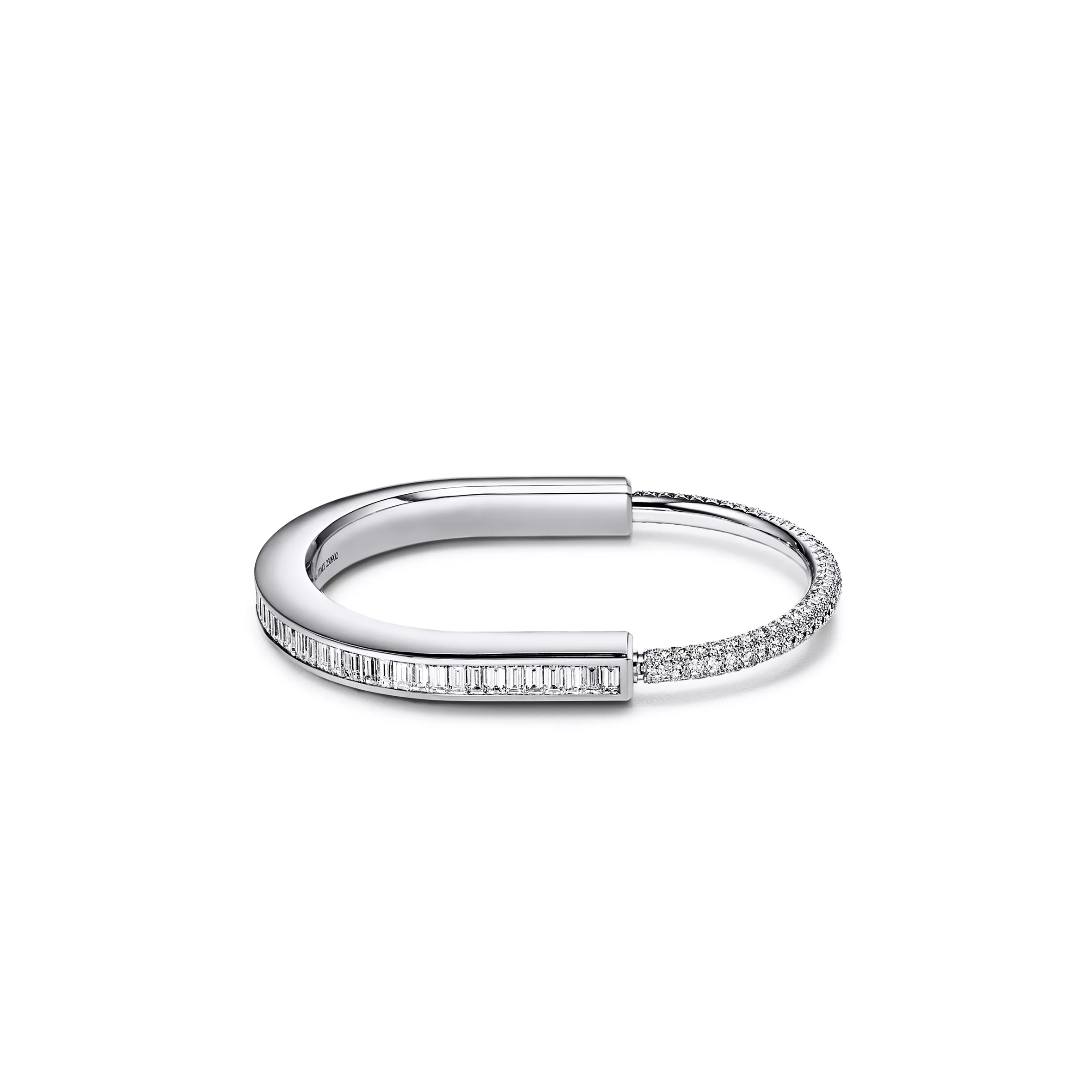 TIFFANY LOCK BANGLE IN WHITE GOLD WITH BAGUETTE AND PAVÉ DIAMONDS 72341937